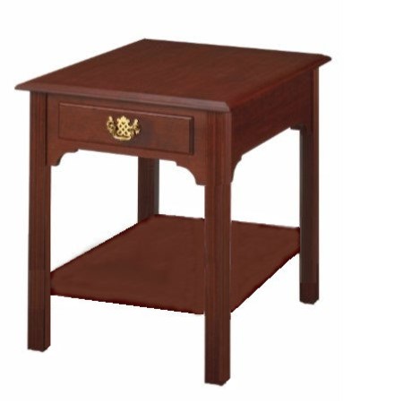 Chippendale: Rectangular End Table with Drawer & Shelf