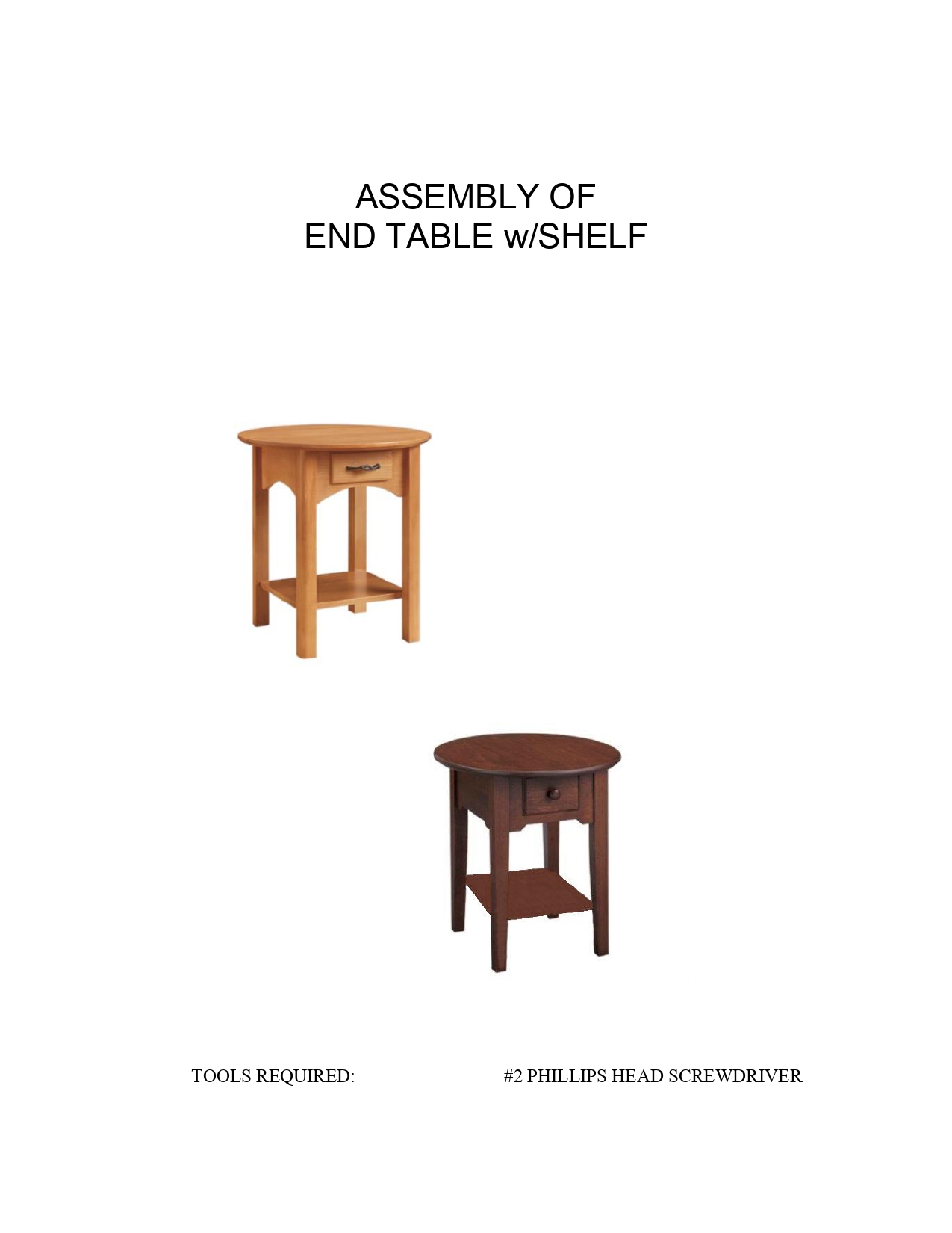 End Table with Shelf Assembly Instructions