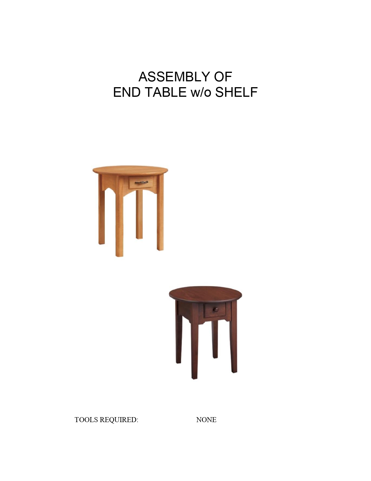 End Table without Shelf Assembly Instructions