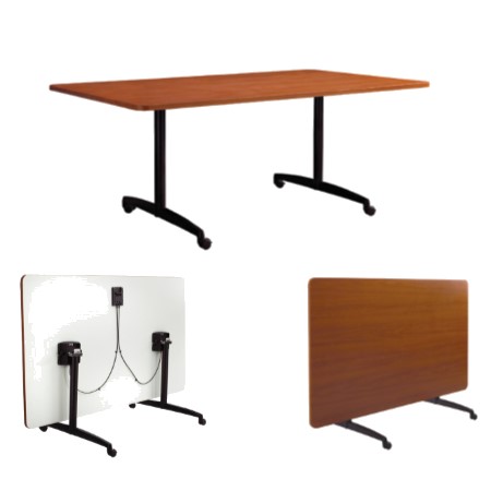 Flip Top Table with Casters & Handle Release